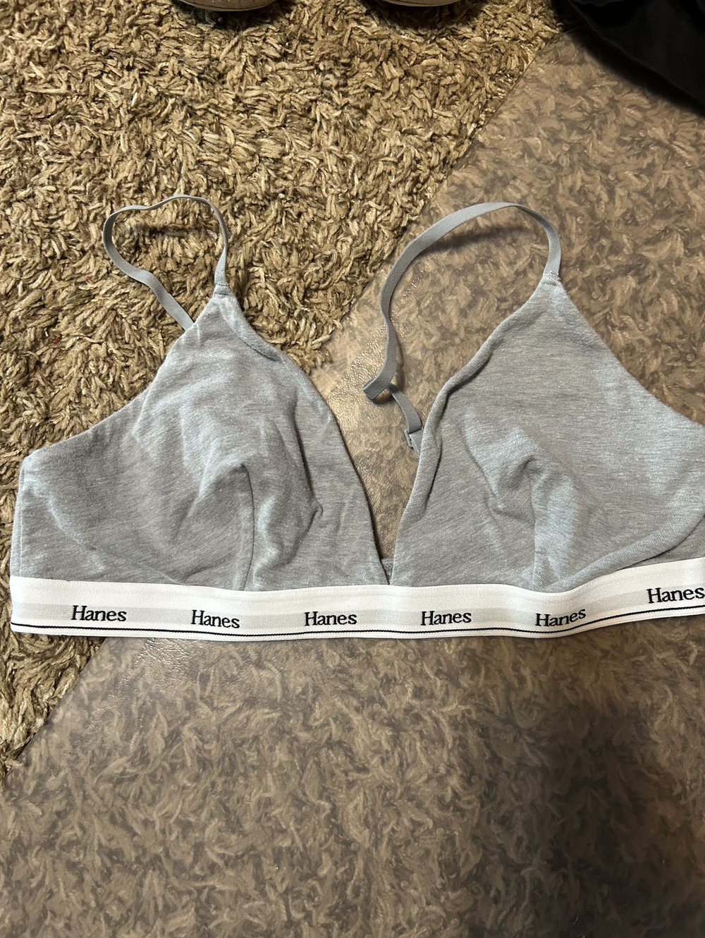 Hanes Gray Cotton Blend Wireless Bra Size 2XL